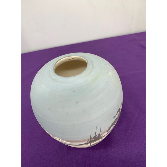 Native American Handmade Pottery Signed Todiic Wiind Southwestern 5" Vase Blue B - Picture 8 of 14